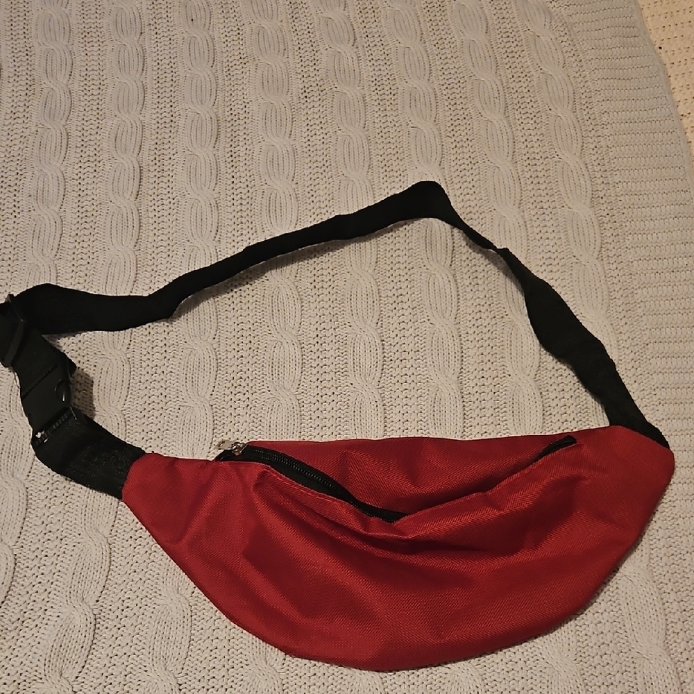 Unisex Red Waist Bag with Black Strap
